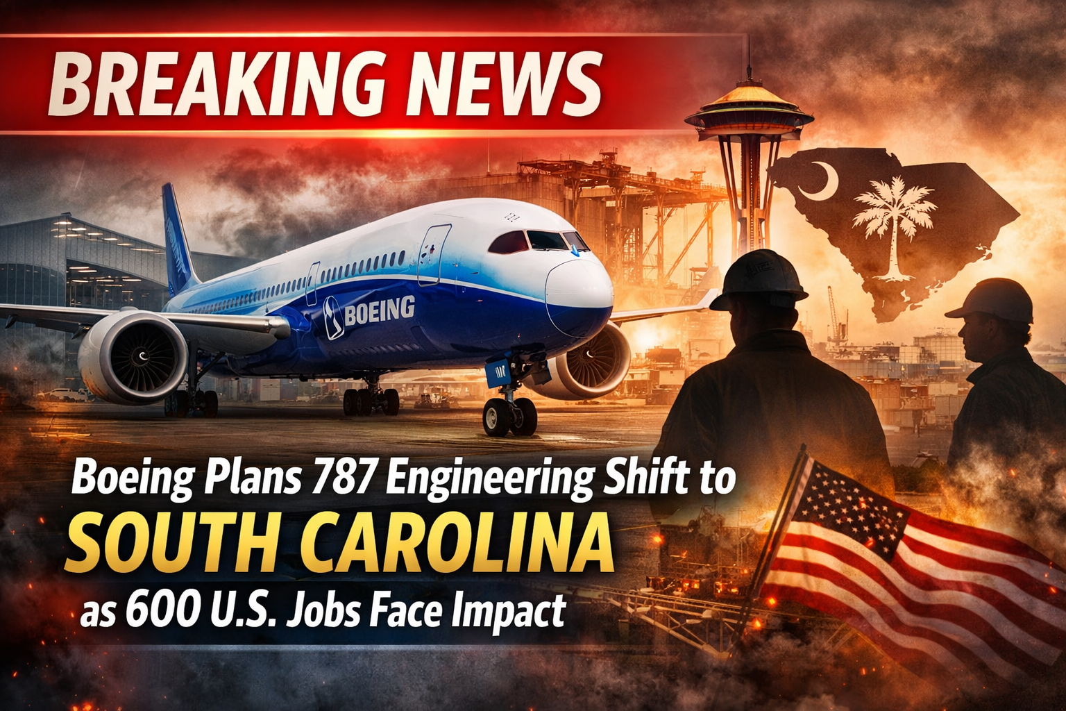 Boeing 787 Jobs Shift to South Carolina as 600 U.S. Workers Face Impact