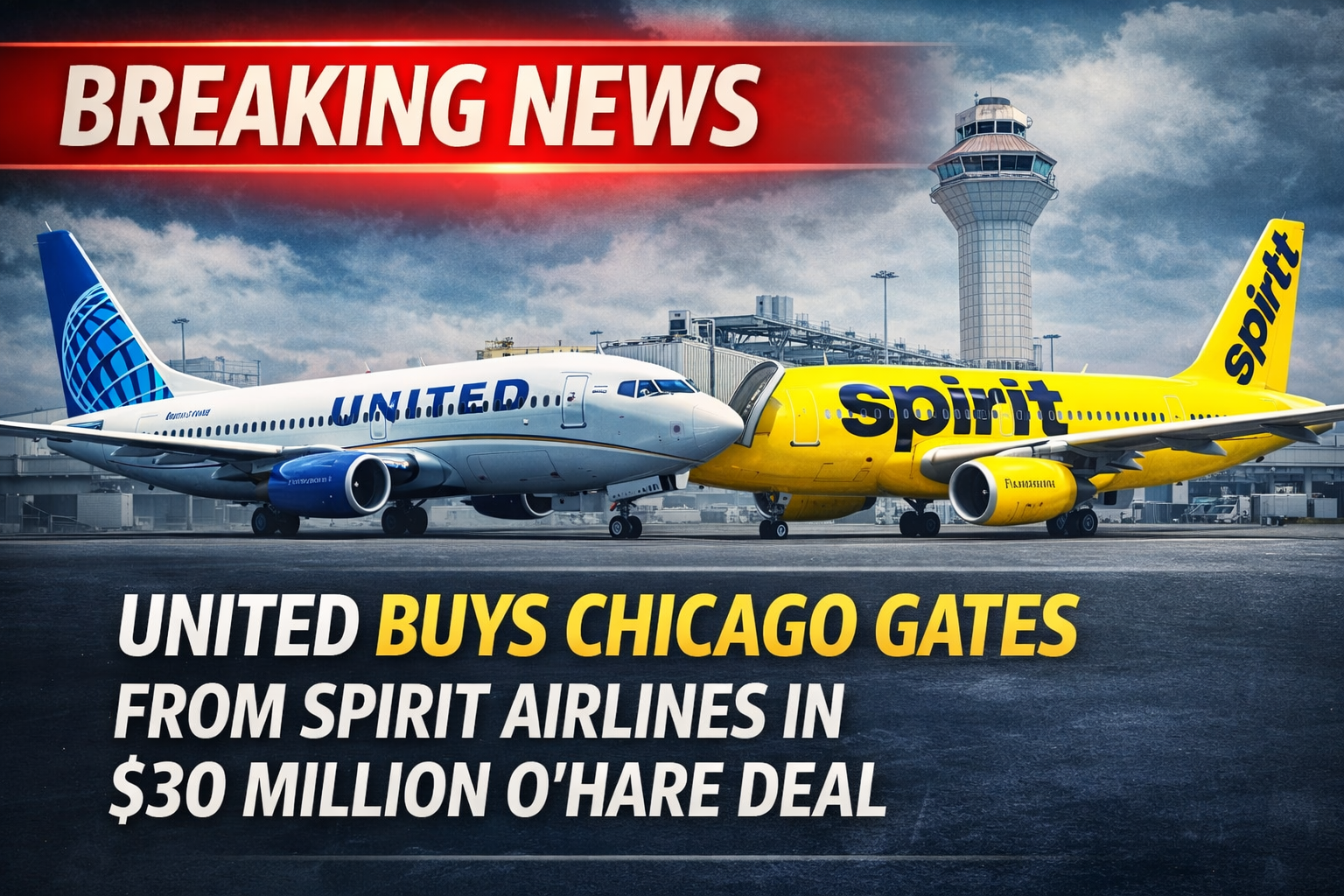 United Buys Chicago Gates from Spirit Airlines in $30 Million O’Hare Deal