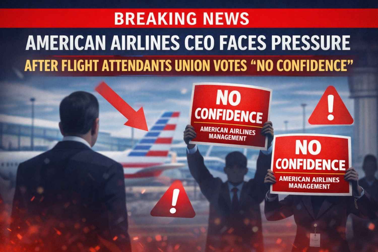 American Airlines CEO Faces Pressure After Flight Attendants’ Union Votes ‘No Confidence’