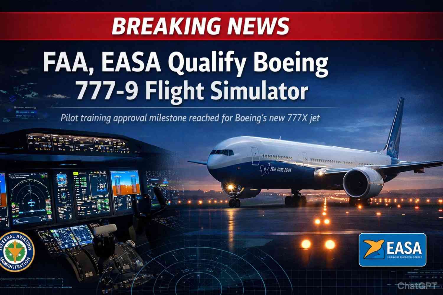 FAA, EASA Qualify Boeing 777-9 Flight Simulator