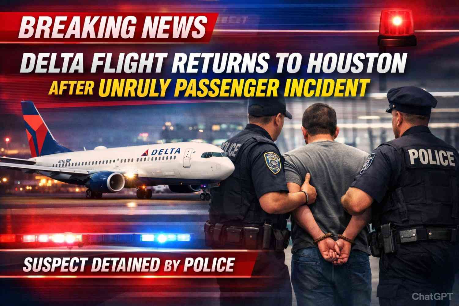 Delta Flight Returns to Houston After Unruly Passenger Incident, Police Detain Suspect