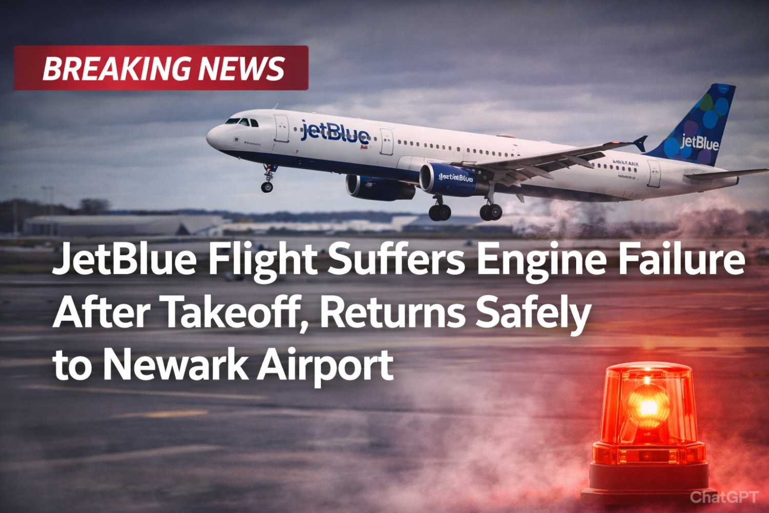 JetBlue Flight Suffers Engine Failure After Takeoff, Returns Safely to Newark Airport