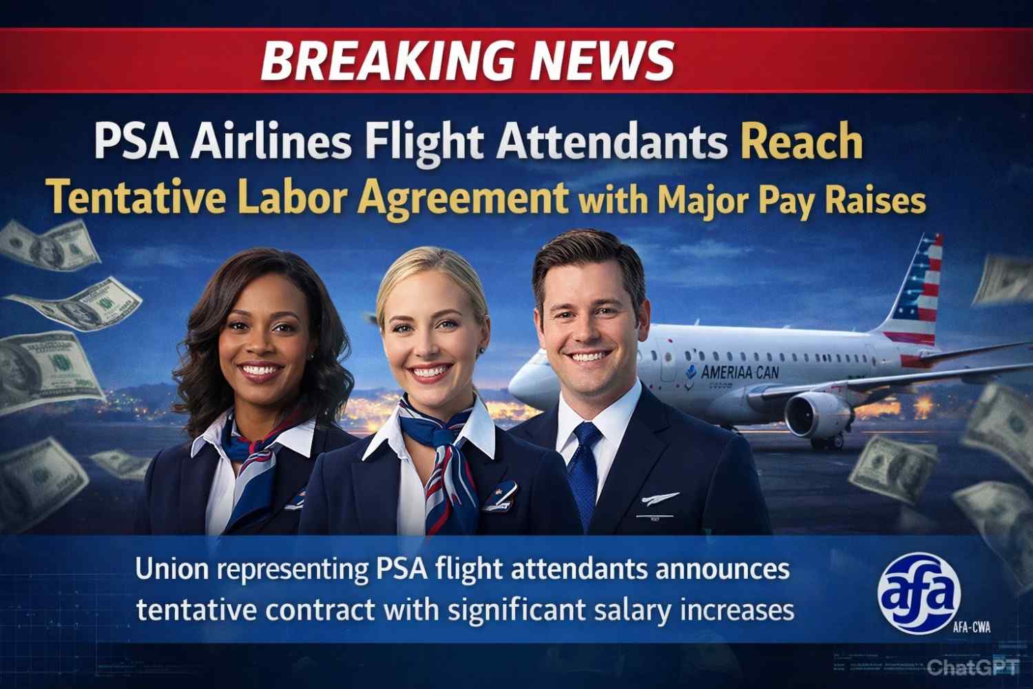 PSA Airlines Flight Attendants Reach Tentative Labor Agreement with Major Pay Raises