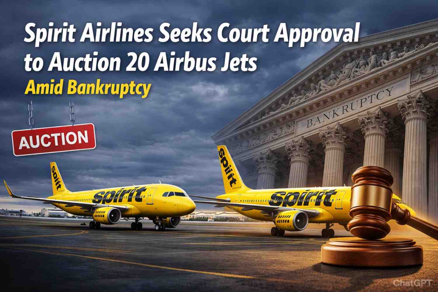 Spirit Airlines Seeks Court Approval to Auction 20 Airbus Jets Amid Bankruptcy