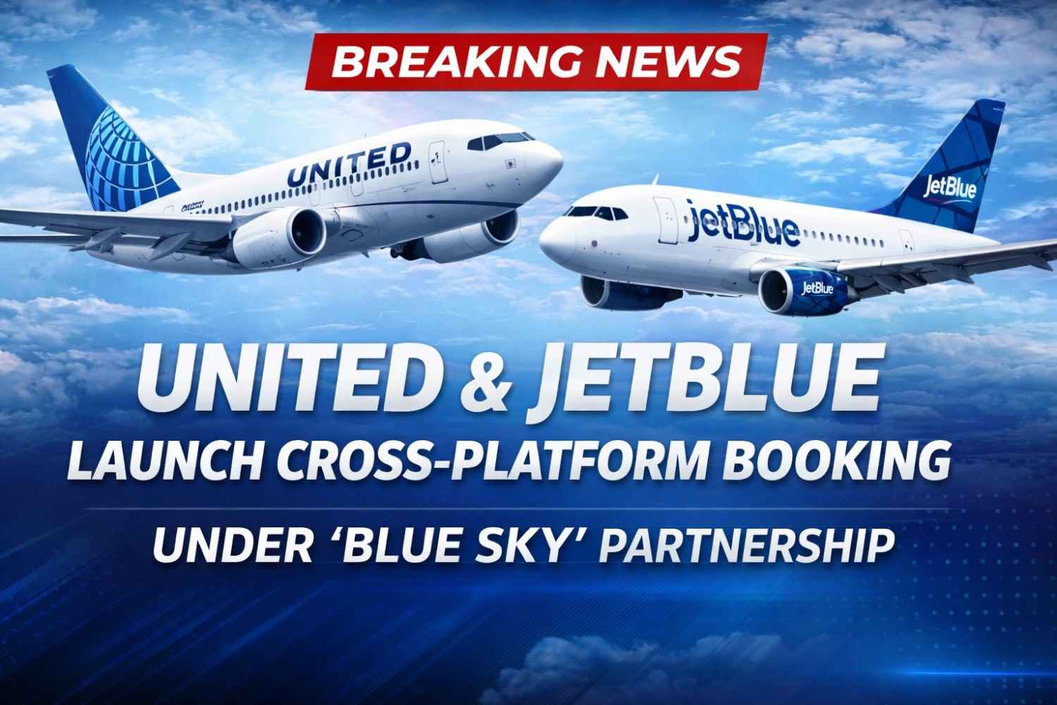 United and JetBlue Launch Cross-Platform Booking Under “Blue Sky” Partnership