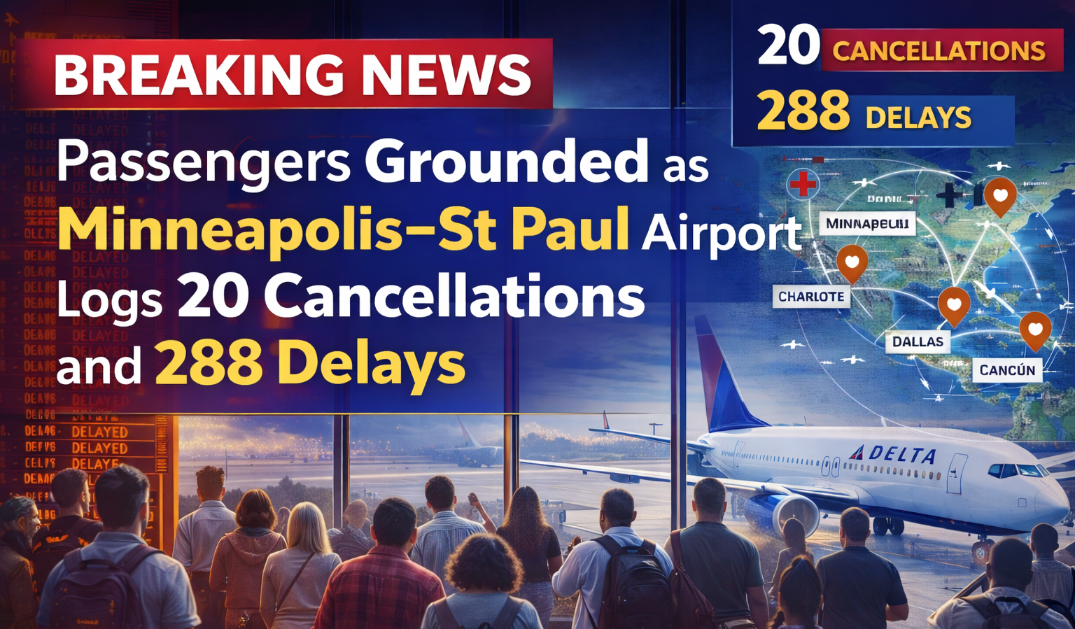 Passengers Grounded as MSP Airport Logs 20 Cancellations and 288 Delays