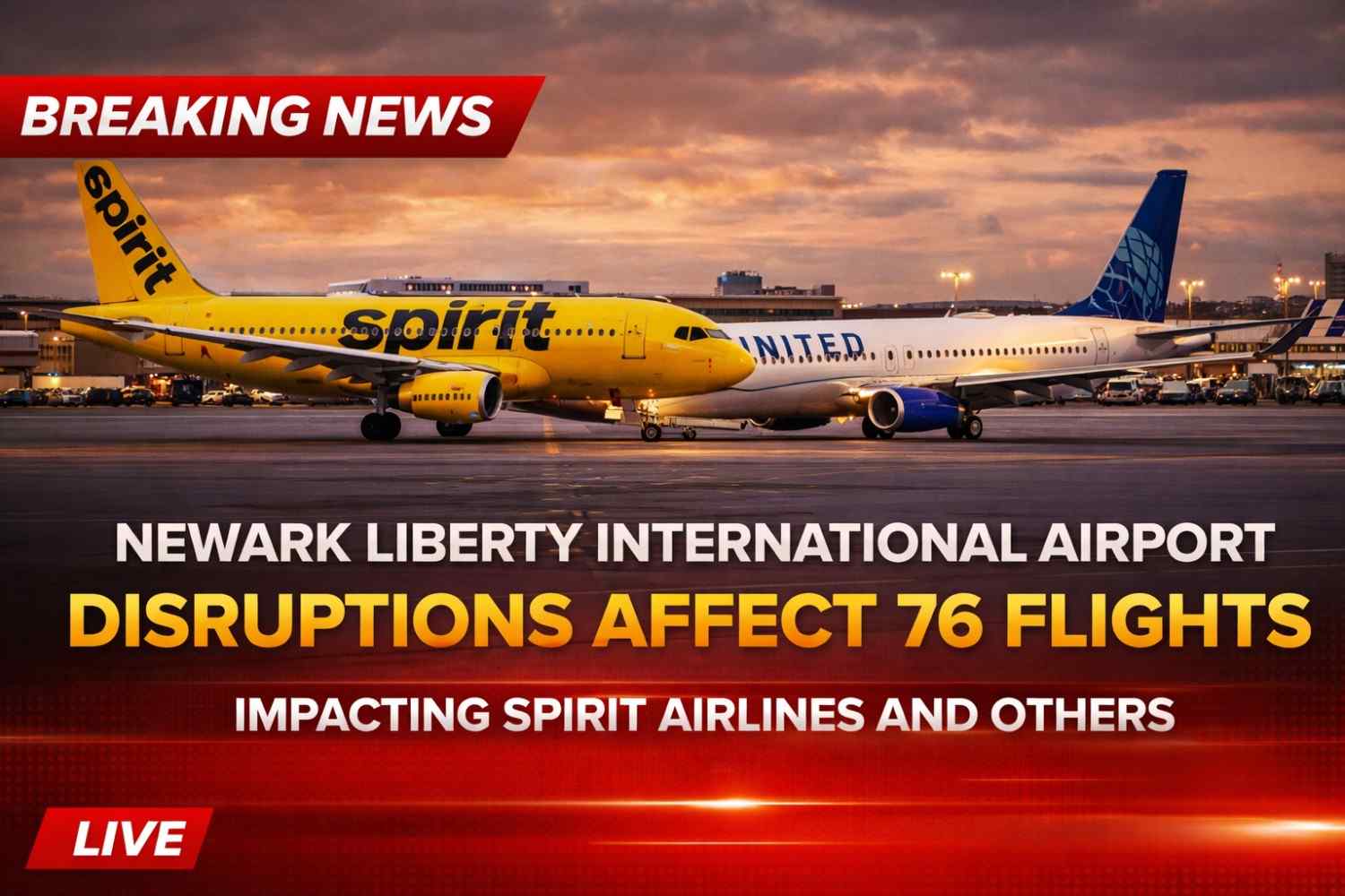 Newark Disruptions Affect 76 Flights, Impacting Spirit Airlines and Others
