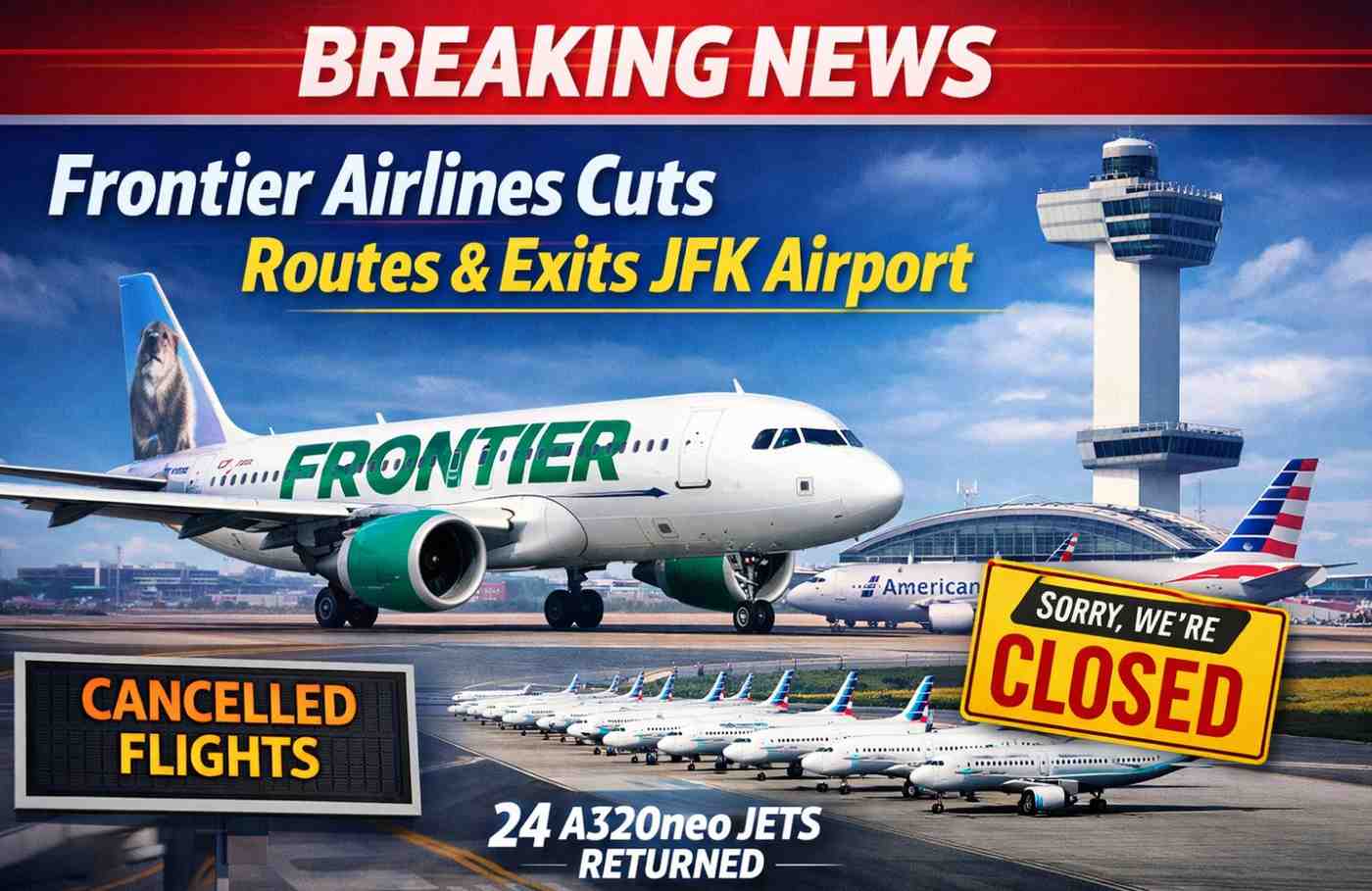 Frontier Airlines exits JFK Airport
