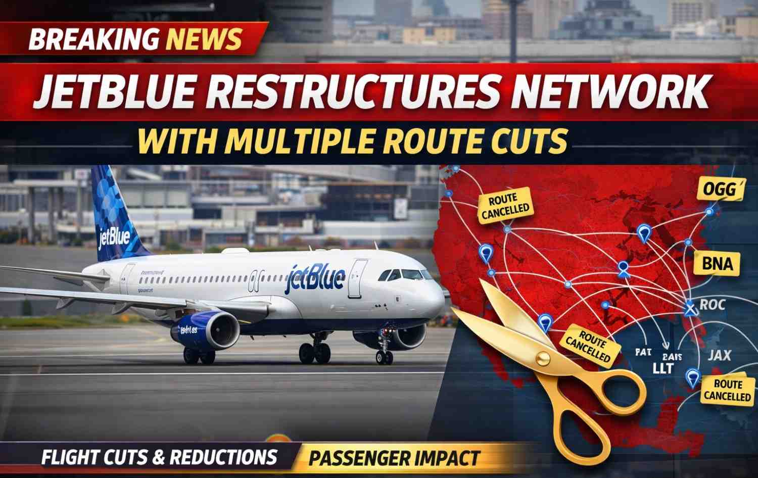 JetBlue Restructures Network with Multiple Route Cuts
