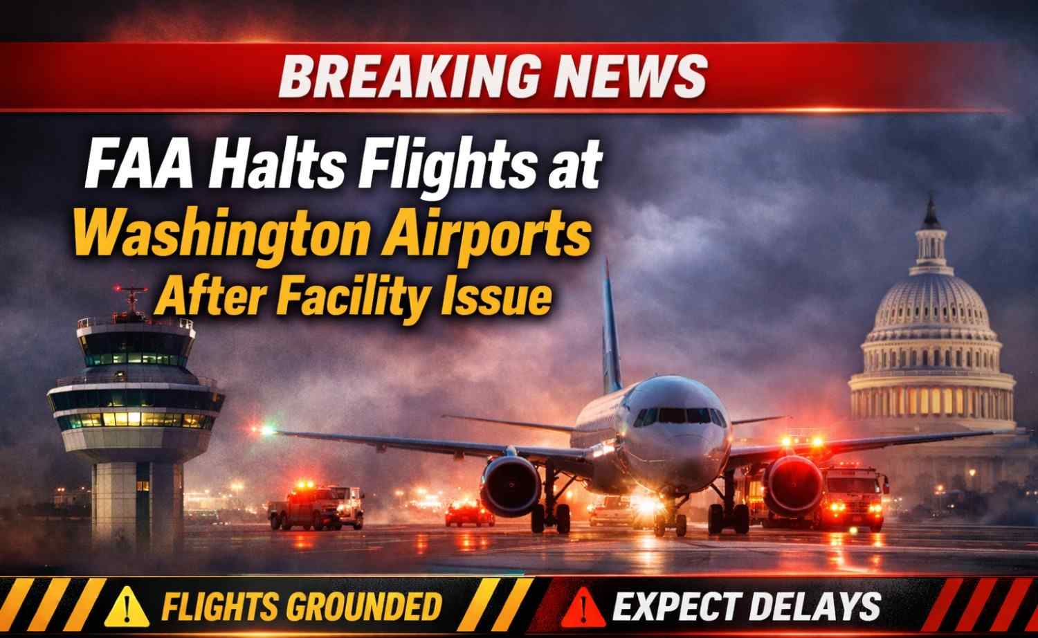 FAA Halts Flights at Washington Airports After Facility Issue